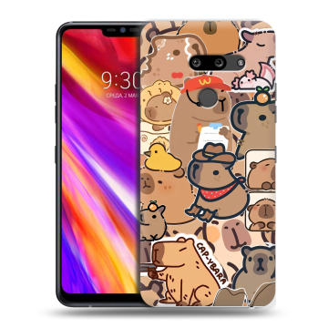 Пластиковый чехол на LG G8 ThinQ с принтом капибара
