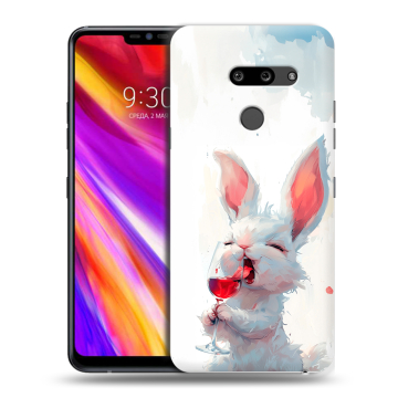 Пластиковый чехол на LG G8 ThinQ с принтом кролик зайчик Пластиковый чехол на LG G8 ThinQ с принтом кролик зайчик