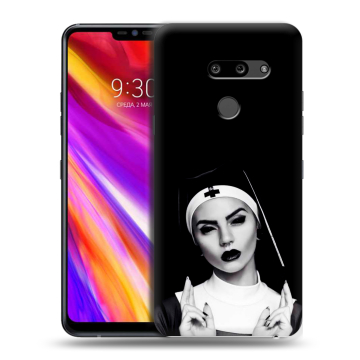 Пластиковый чехол на LG G8 ThinQ с принтом монашка