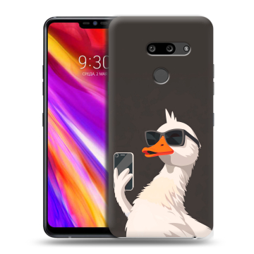 Пластиковый чехол на LG G8 ThinQ с принтом утка в очках Пластиковый чехол на LG G8 ThinQ с принтом утка в очках