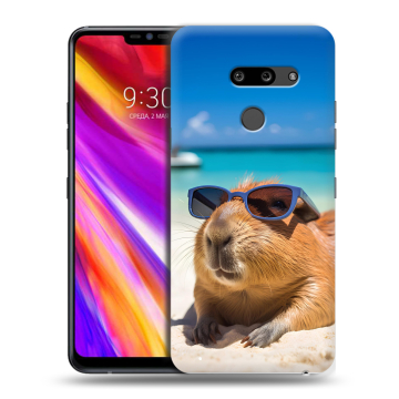 Пластиковый чехол на LG G8 ThinQ с принтом Капибара Пластиковый чехол на LG G8 ThinQ с принтом Капибара