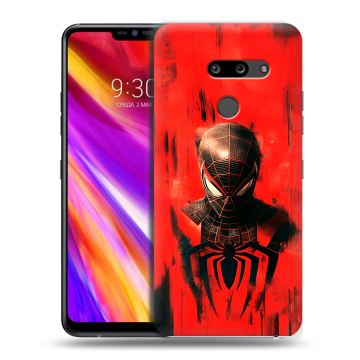 Пластиковый чехол на LG G8 ThinQ с принтом человек паук spiderman Пластиковый чехол на LG G8 ThinQ с принтом человек паук spiderman