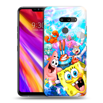 Пластиковый чехол на LG G8 ThinQ с принтом спанчбоб спанч боб Пластиковый чехол на LG G8 ThinQ с принтом спанчбоб спанч боб