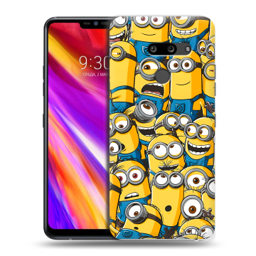 Пластиковый чехол на LG G8 ThinQ с принтом Миньоны Пластиковый чехол на LG G8 ThinQ с принтом Миньоны