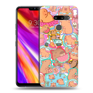 Пластиковый чехол на LG G8 ThinQ с принтом капибары