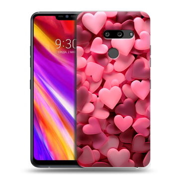 Пластиковый чехол на LG G8 ThinQ с принтом розовые сердечки Пластиковый чехол на LG G8 ThinQ с принтом розовые сердечки