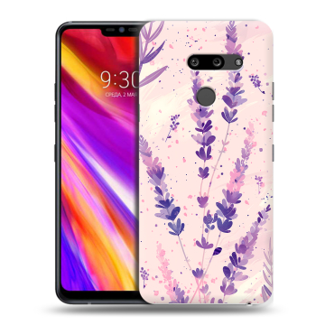 Пластиковый чехол на LG G8 ThinQ с принтом цветы лаванда Пластиковый чехол на LG G8 ThinQ с принтом цветы лаванда