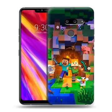 Пластиковый чехол на LG G8 ThinQ с принтом Майнкрафт Minecraft Пластиковый чехол на LG G8 ThinQ с принтом Майнкрафт Minecraft