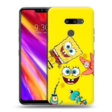 Пластиковый чехол на LG G8 ThinQ с принтом Спанч боб Спанчбоб