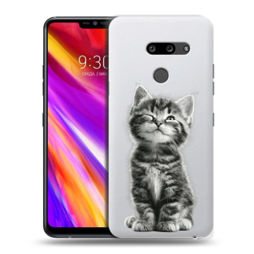 Пластиковый чехол на LG G8 ThinQ с принтом Котенок
