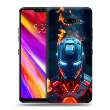 Пластиковый чехол на LG G8 ThinQ с принтом IronMan Железный человек