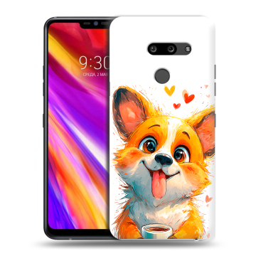 Пластиковый чехол на LG G8 ThinQ с принтом корги Пластиковый чехол на LG G8 ThinQ с принтом корги