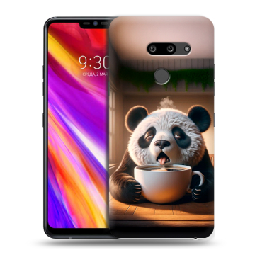 Пластиковый чехол на LG G8 ThinQ с принтом смешная панда