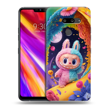 Пластиковый чехол на LG G8 ThinQ с принтом Labubu Лабубу