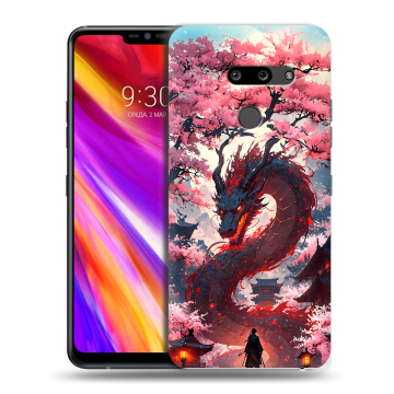 Пластиковый чехол на LG G8 ThinQ с принтом Дракон Японский Пластиковый чехол на LG G8 ThinQ с принтом Дракон Японский
