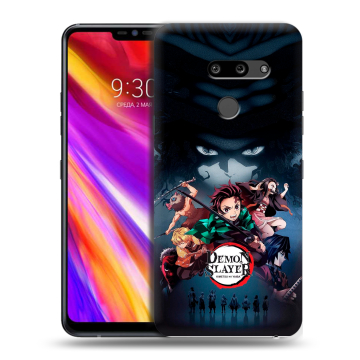 Пластиковый чехол на LG G8 ThinQ с принтом Demon Slayer Клинок рассекающий демонов
