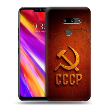 Пластиковый чехол на LG G8 ThinQ с принтом Флаг Герб СССР Пластиковый чехол на LG G8 ThinQ с принтом Флаг Герб СССР