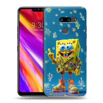 Пластиковый чехол на LG G8 ThinQ с принтом Спанч боб Спанчбоб