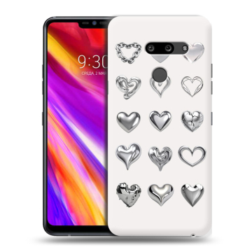 Пластиковый чехол на LG G8 ThinQ с принтом Y2K сердечки