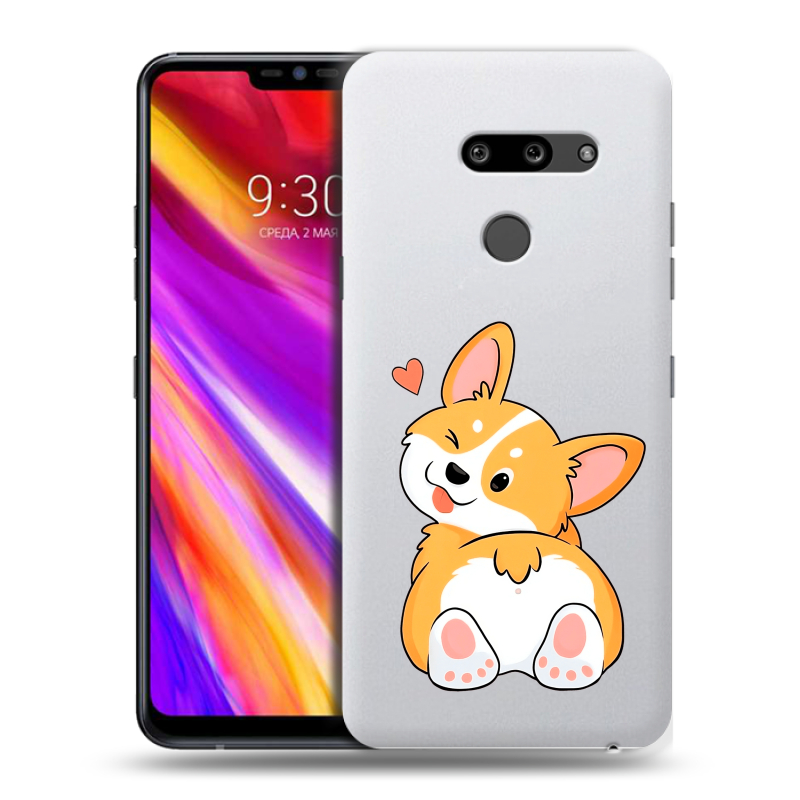 Пластиковый чехол на LG G8 ThinQ с принтом Корги Пластиковый чехол на LG G8 ThinQ с принтом Корги