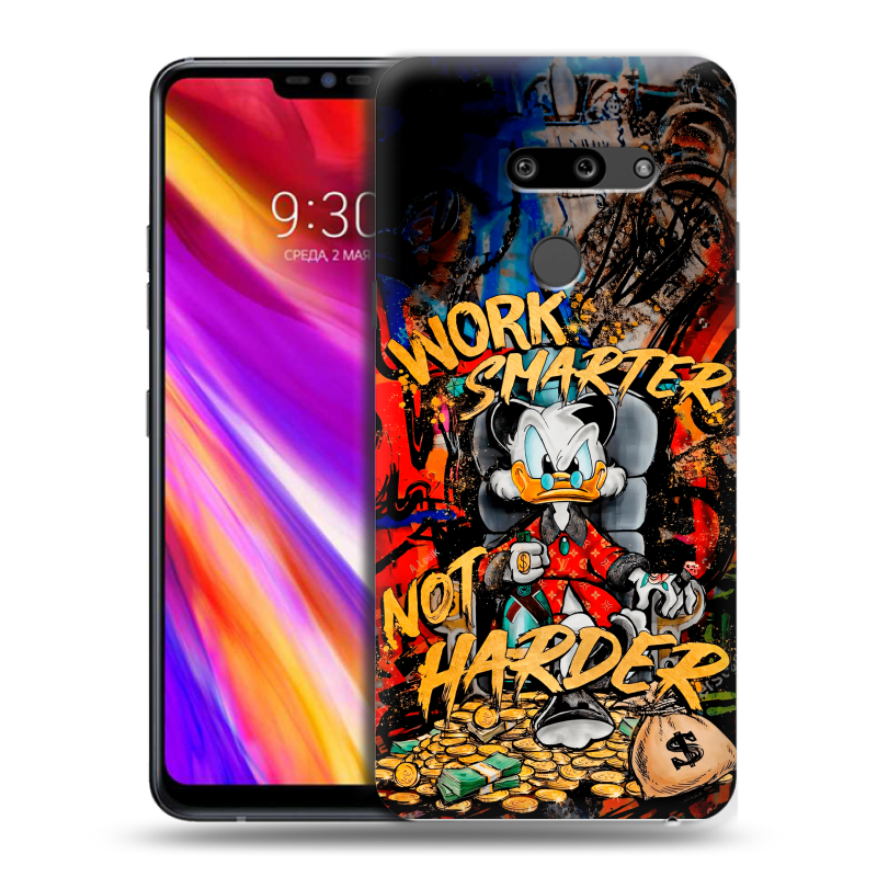 Пластиковый чехол на LG G8 ThinQ с принтом Дональд Дак Деньги Пластиковый чехол на LG G8 ThinQ с принтом Дональд Дак Деньги