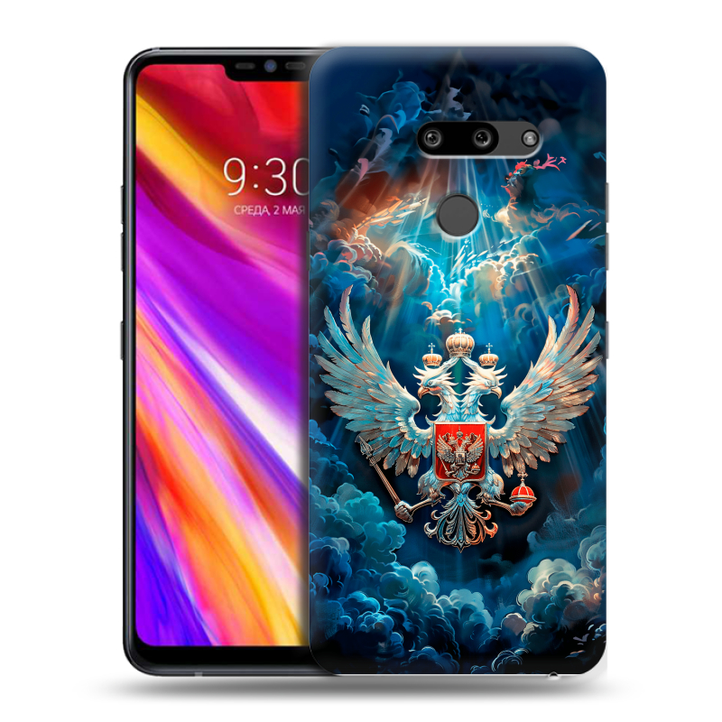 Пластиковый чехол на LG G8 ThinQ с принтом Герб флаг России Пластиковый чехол на LG G8 ThinQ с принтом Герб флаг России