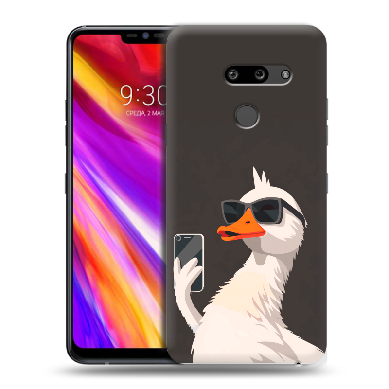 Пластиковый чехол на LG G8 ThinQ с принтом утка в очках Пластиковый чехол на LG G8 ThinQ с принтом утка в очках