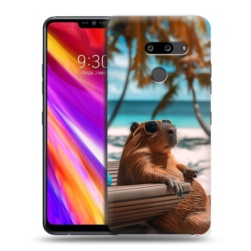 Пластиковый чехол на LG G8 ThinQ с принтом Капибара Пластиковый чехол на LG G8 ThinQ с принтом Капибара