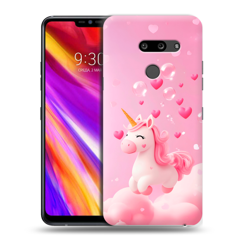 Пластиковый чехол на LG G8 ThinQ с принтом Единорог Пластиковый чехол на LG G8 ThinQ с принтом Единорог