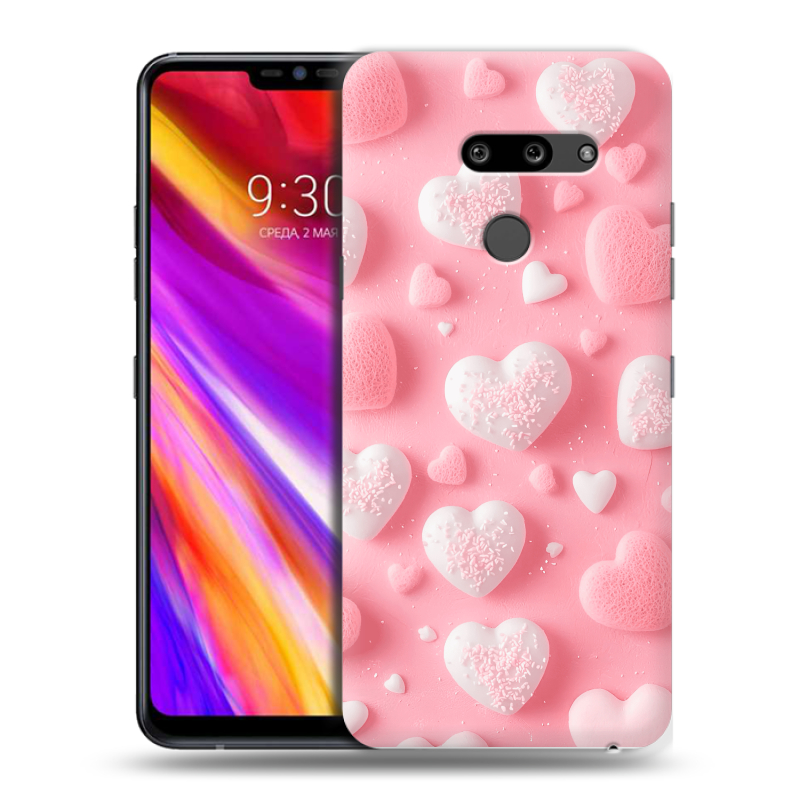 Пластиковый чехол на LG G8 ThinQ с принтом Сердечки Пластиковый чехол на LG G8 ThinQ с принтом Сердечки