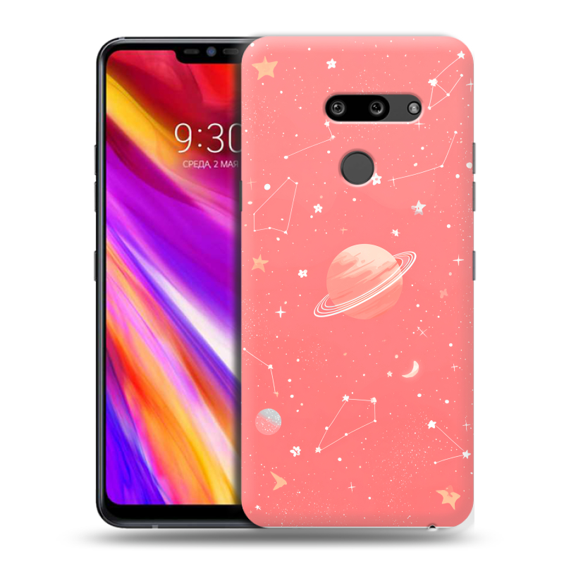 Пластиковый чехол на LG G8 ThinQ с принтом Розовый космос Пластиковый чехол на LG G8 ThinQ с принтом Розовый космос