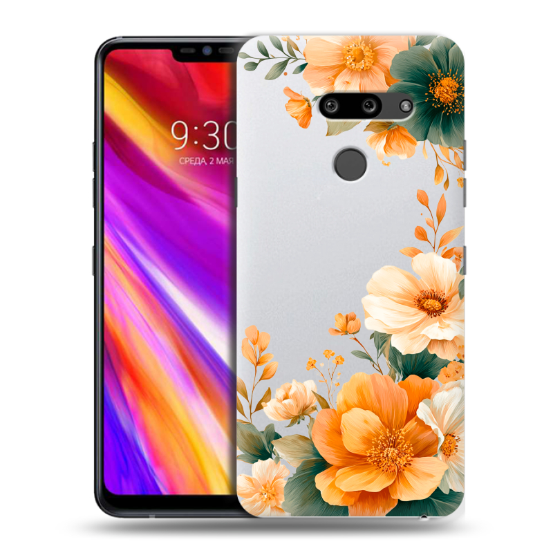 Пластиковый чехол на LG G8 ThinQ с принтом Цветы принт Пластиковый чехол на LG G8 ThinQ с принтом Цветы принт