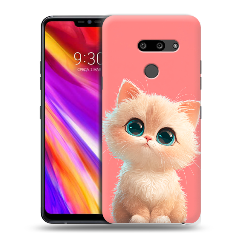Пластиковый чехол на LG G8 ThinQ с принтом Розовый котенок Пластиковый чехол на LG G8 ThinQ с принтом Розовый котенок