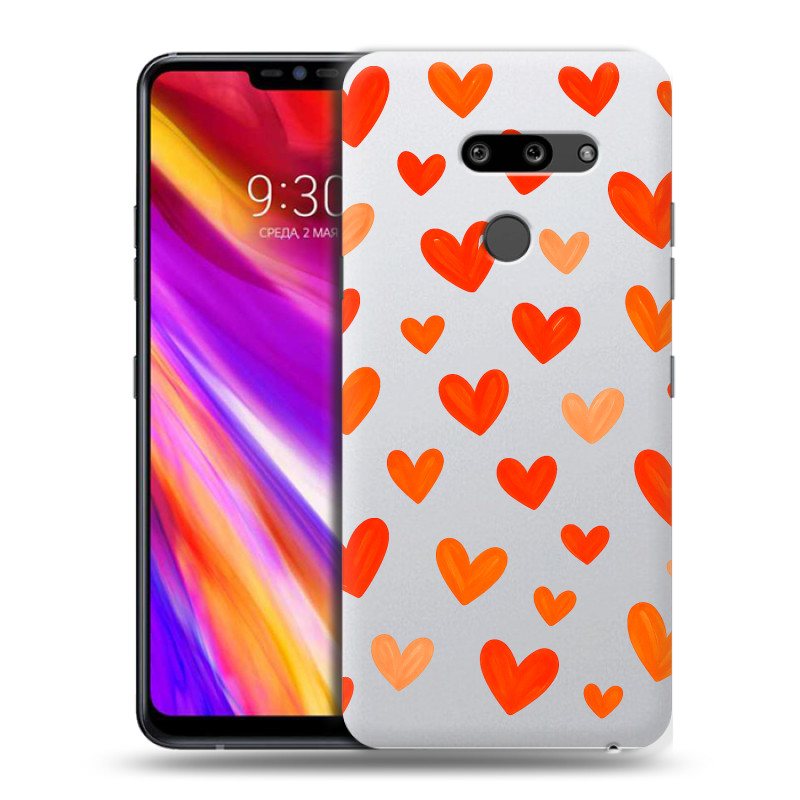 Пластиковый чехол на LG G8 ThinQ с принтом Сердечки Пластиковый чехол на LG G8 ThinQ с принтом Сердечки