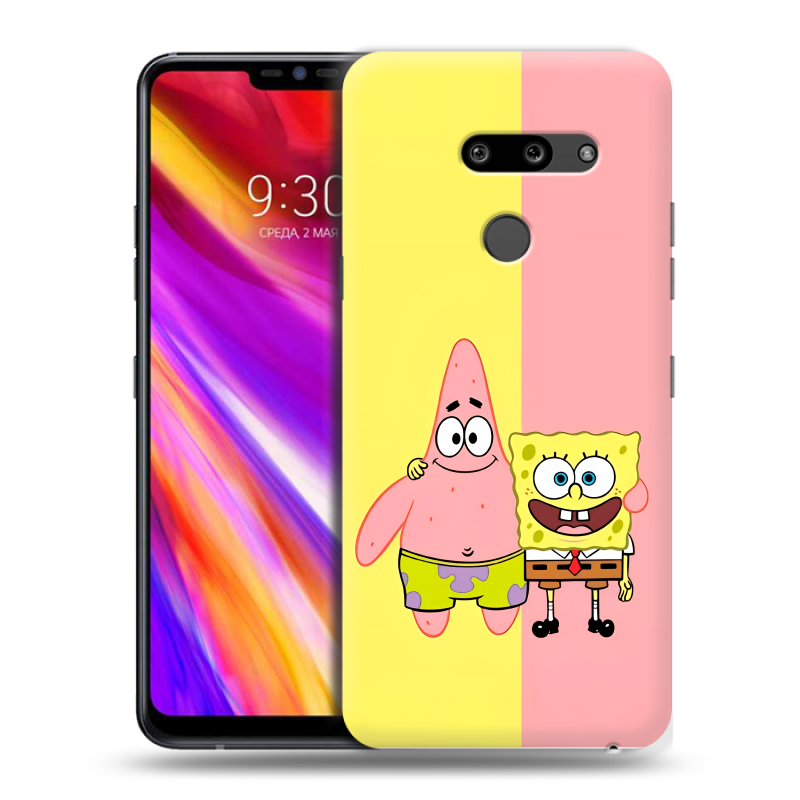 Пластиковый чехол на LG G8 ThinQ с принтом Спанч боб Спанчбоб Пластиковый чехол на LG G8 ThinQ с принтом Спанч боб Спанчбоб