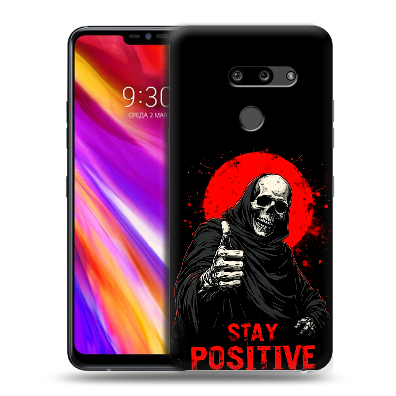 Пластиковый чехол на LG G8 ThinQ с принтом смешной скелет Пластиковый чехол на LG G8 ThinQ с принтом смешной скелет