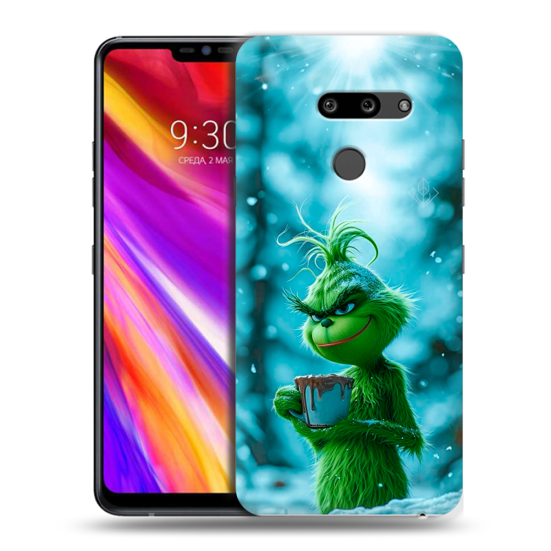 Пластиковый чехол на LG G8 ThinQ с принтом Новый год гринч Пластиковый чехол на LG G8 ThinQ с принтом Новый год гринч