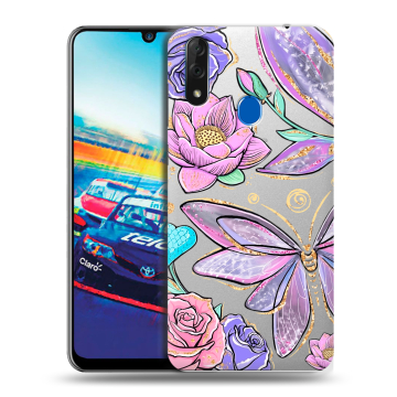 Силиконовый чехол на ZTE Blade V10 с принтом Бабочки и цветы