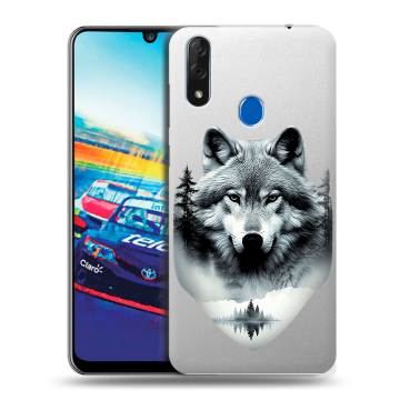Силиконовый чехол на ZTE Blade V10 с принтом Волк в лесу