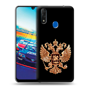 Силиконовый чехол на ZTE Blade V10 с принтом Герб России золотой