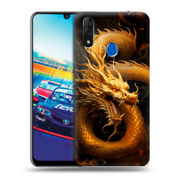 Силиконовый чехол на ZTE Blade V10 с принтом Золотой дракон