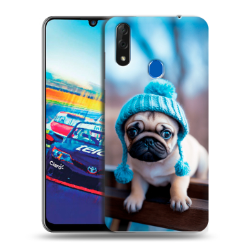 Силиконовый чехол на ZTE Blade V10 с принтом Мопс в шапке
