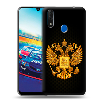 Силиконовый чехол на ZTE Blade V10 с принтом Герб России желтый