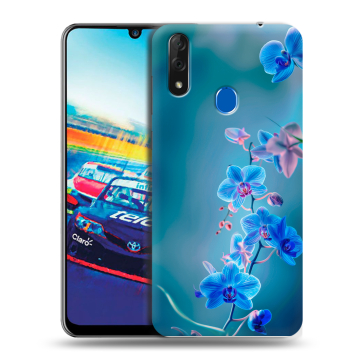 Силиконовый чехол на ZTE Blade V10 с принтом Голубые цветы
