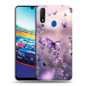Силиконовый чехол на ZTE Blade V10 с принтом бабочки и лаванда