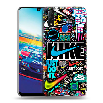 Силиконовый чехол на ZTE Blade V10 с принтом найк nike черный