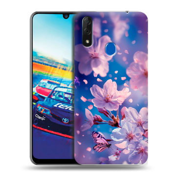 Силиконовый чехол на ZTE Blade V10 с принтом цветы бабочки