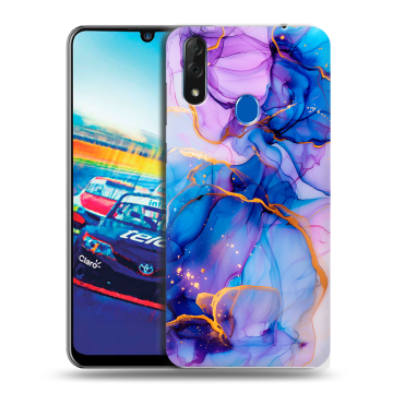 Силиконовый чехол на ZTE Blade V10 с принтом синий мрамор