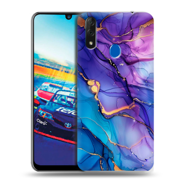 Силиконовый чехол на ZTE Blade V10 с принтом синий мрамор