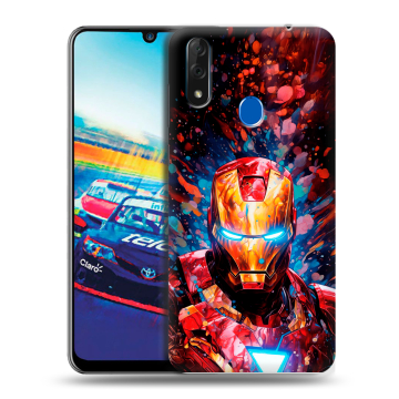 Силиконовый чехол на ZTE Blade V10 с принтом Железный человек Ironman